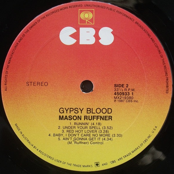 Mason Ruffner – Gypsy Blood LP vinyl record, image 6 of 6
