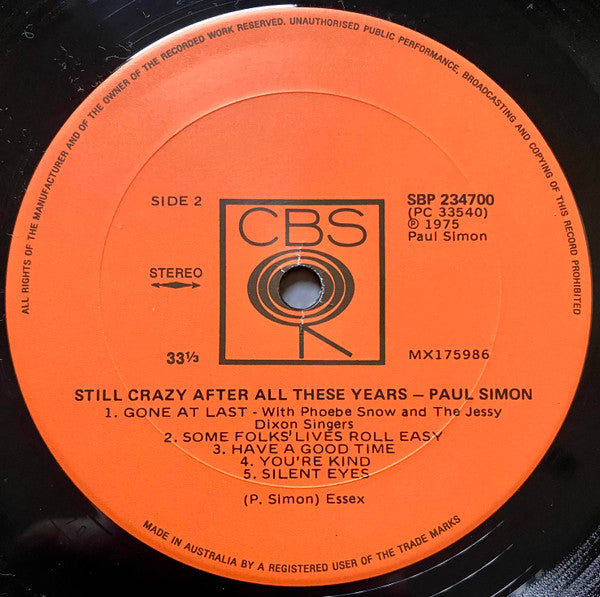 Paul Simon – Still Crazy After All These Years LP vinyl record, image 5 of 6