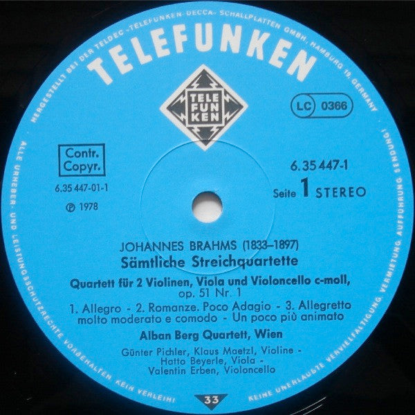 Johannes Brahms, Alban Berg Quartett – Sämtliche Streichquartette = Complete String Quartets = Intégrales Des Quatuors A Cordes (2xLP) LP vinyl record, image 3 of 9