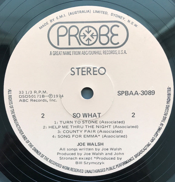 Joe Walsh – So What LP vinyl record, image 6 of 6
