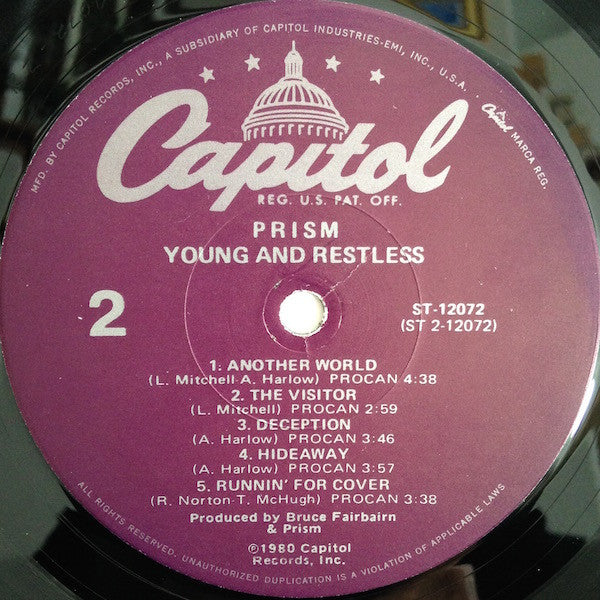 Prism – Young And Restless LP vinyl record, image 4 of 4