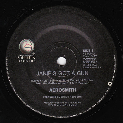Aerosmith – Janie's Got A Gun 7" vinyl record, image 1 of 3
