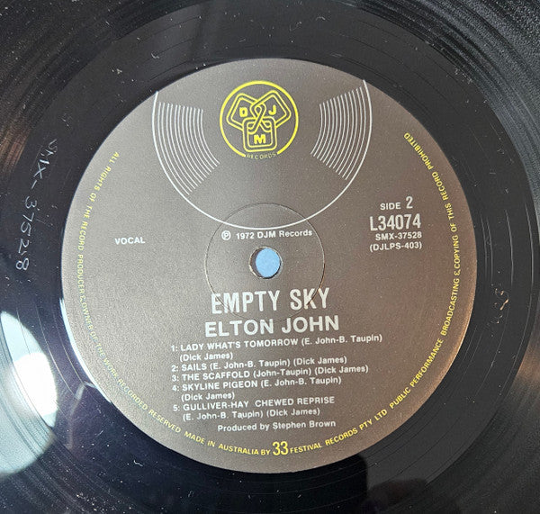 Elton John – Empty Sky LP vinyl record, image 10 of 10