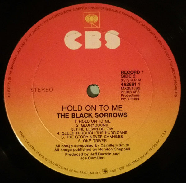 The Black Sorrows – Hold On To Me LP vinyl record, image 9 of 10