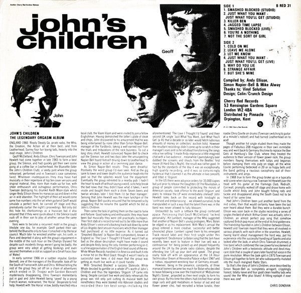 John's Children – The Legendary Orgasm Album LP vinyl record, image 2 of 6