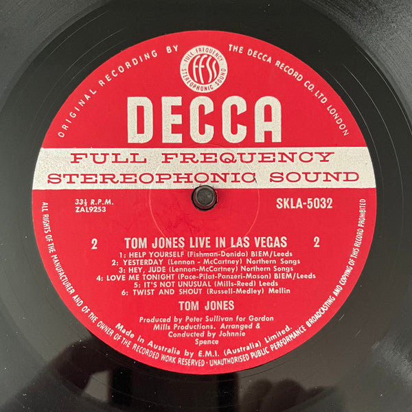 Tom Jones – Live In Las Vegas LP vinyl record, image 4 of 4
