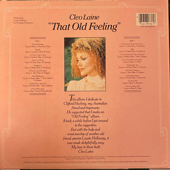 Cleo Laine – That Old Feeling LP vinyl record, image 4 of 4