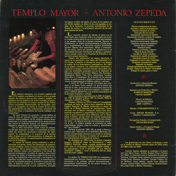 Antonio Zepeda – Templo Mayor - Música Con Instrumentos Prehispánicos (2xLP) LP vinyl record, image 4 of 8