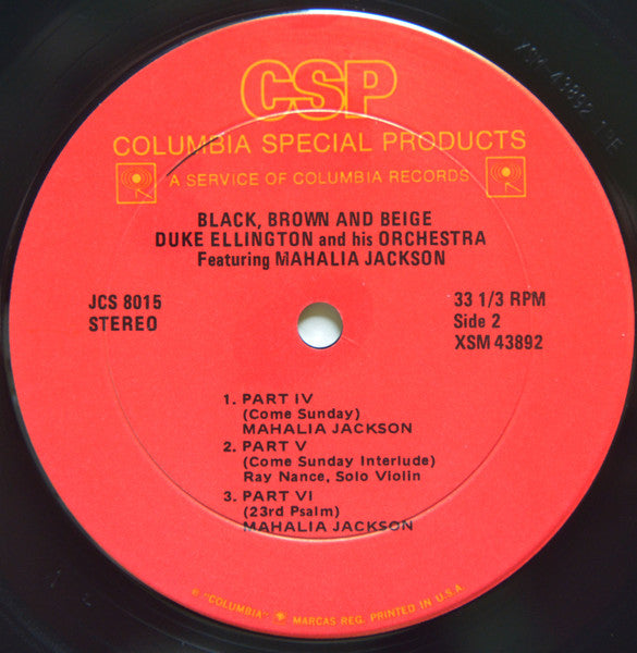 Duke Ellington And His Orchestra, Mahalia Jackson – Black, Brown And Beige LP vinyl record, image 4 of 4
