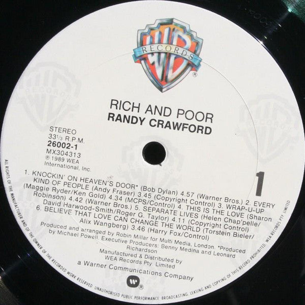 Randy Crawford – Rich And Poor LP vinyl record, image 3 of 4