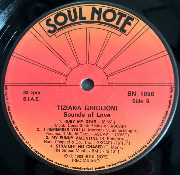 Tiziana Ghiglioni – Sounds Of Love LP vinyl record, image 4 of 4