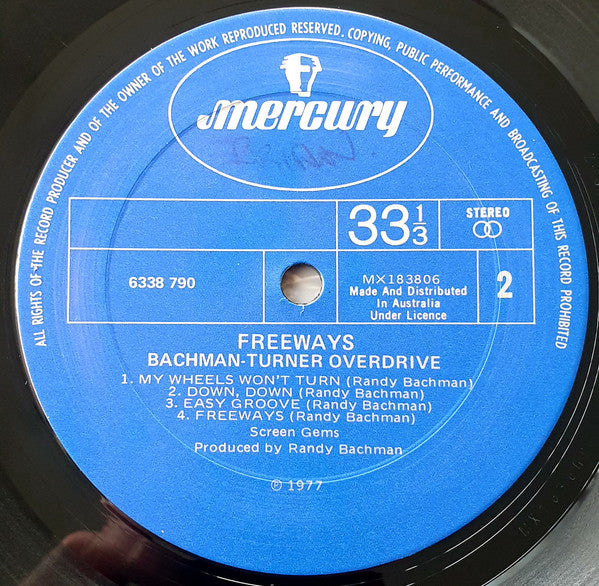 Bachman-Turner Overdrive – Freeways LP vinyl record, image 4 of 4