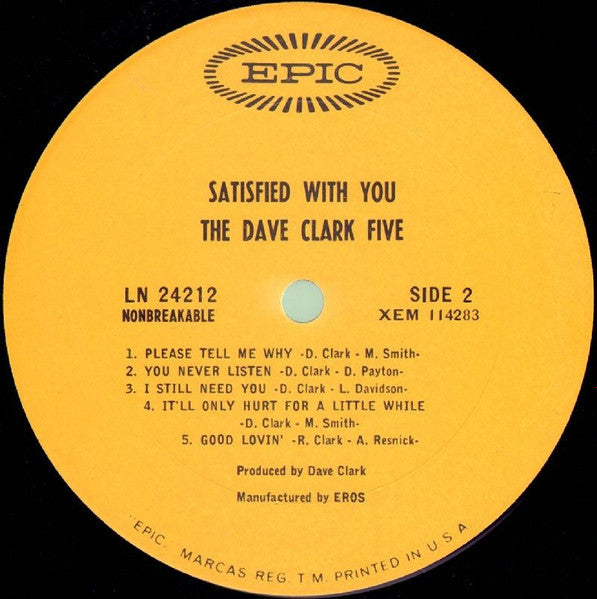 The Dave Clark Five – Satisfied With You LP vinyl record, image 4 of 4