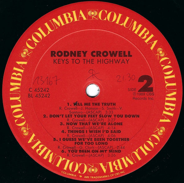 Rodney Crowell – Keys To The Highway LP vinyl record, image 4 of 6
