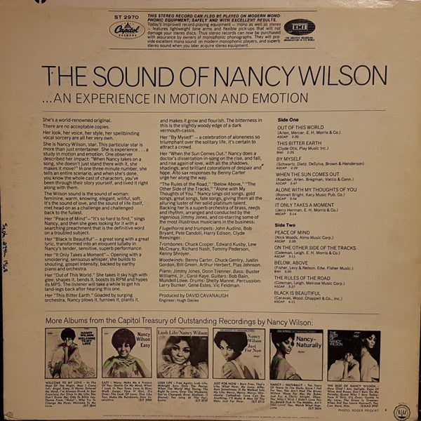 Nancy Wilson – The Sound Of Nancy Wilson LP vinyl record, image 2 of 4