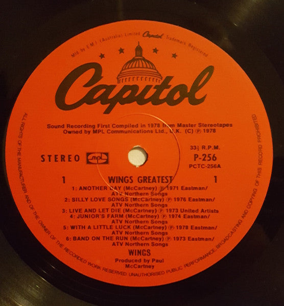 Wings – Wings Greatest LP vinyl record, image 5 of 6