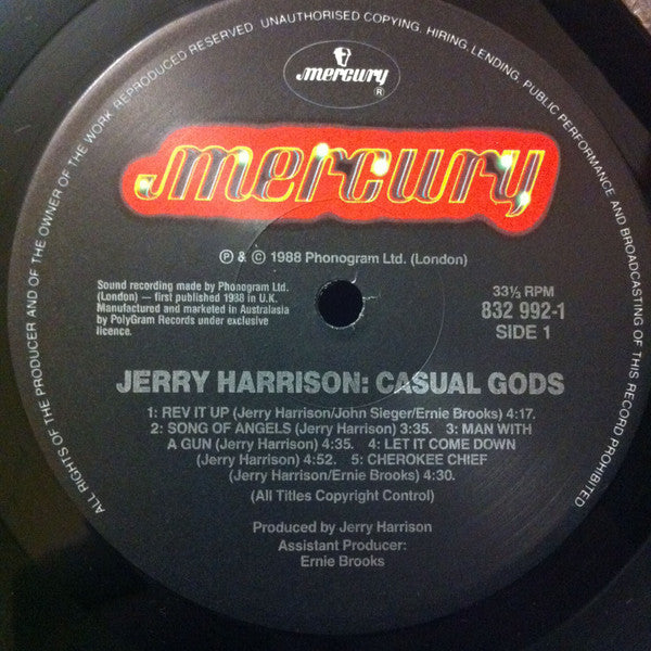 Jerry Harrison: Casual Gods – Casual Gods LP vinyl record, image 6 of 7