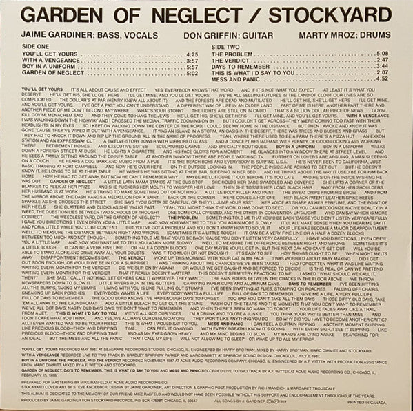 Stockyard – Garden Of Neglect LP vinyl record, image 2 of 2