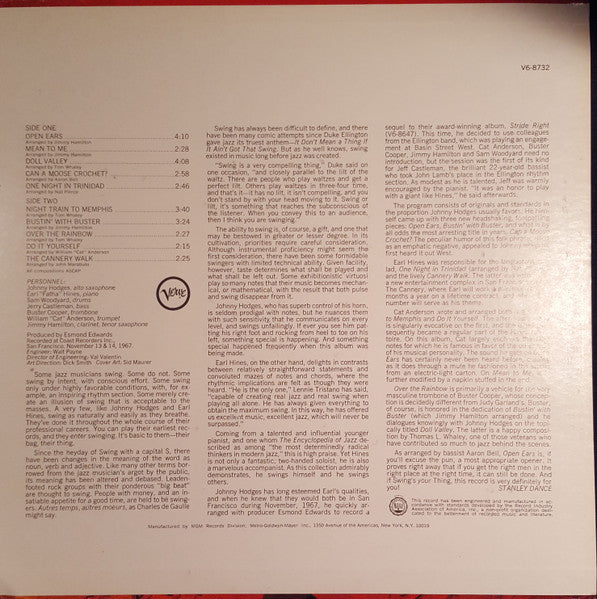 Johnny Hodges, Earl Hines – Swing's Our Thing LP vinyl record, image 3 of 8