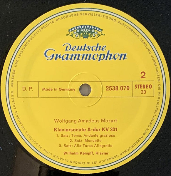 Wolfgang Amadeus Mozart, Clara Haskil, Wilhelm Kempff – Klaviersonaten F-Dur Und A-Dur (Rondo Alla Turca) / Variationen Ûber "Ah, Vous Dirai-je Maman" LP vinyl record, image 4 of 4