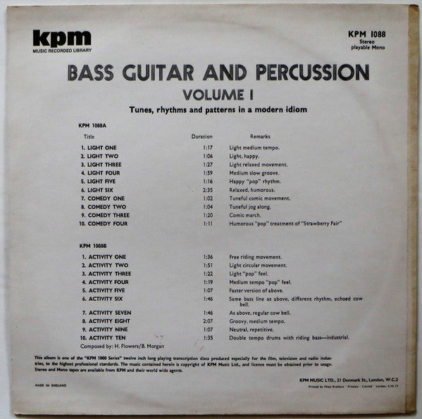 Herbie Flowers, Barry Morgan – Bass Guitar And Percussion - Volume 1 LP vinyl record, image 2 of 4
