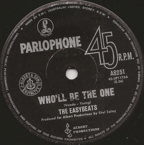 The Easybeats – Who'll Be The One 7" vinyl record, image 1 of 3