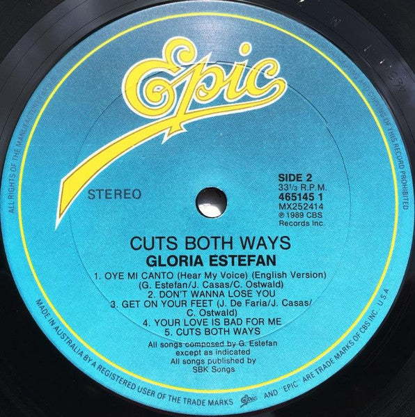 Gloria Estefan – Cuts Both Ways LP vinyl record, image 5 of 5
