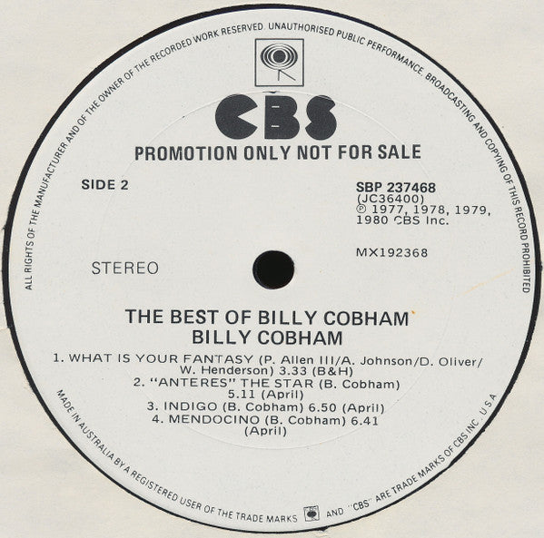 Billy Cobham – The Best Of Billy Cobham LP vinyl record, image 4 of 4
