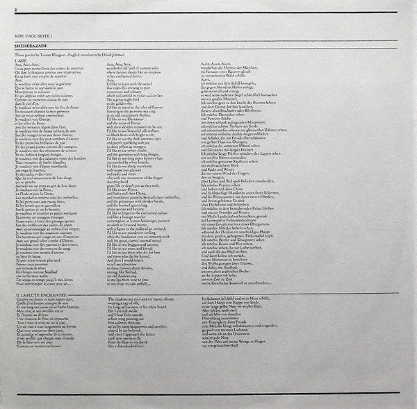 Frederica Von Stade, Seiji Ozawa, Boston Symphony Orchestra, Maurice Ravel – Schéhérazade / Chansons Madécasses / Mélodies Populaires Grecques / Mélodies Hébraïques LP vinyl record, image 8 of 10