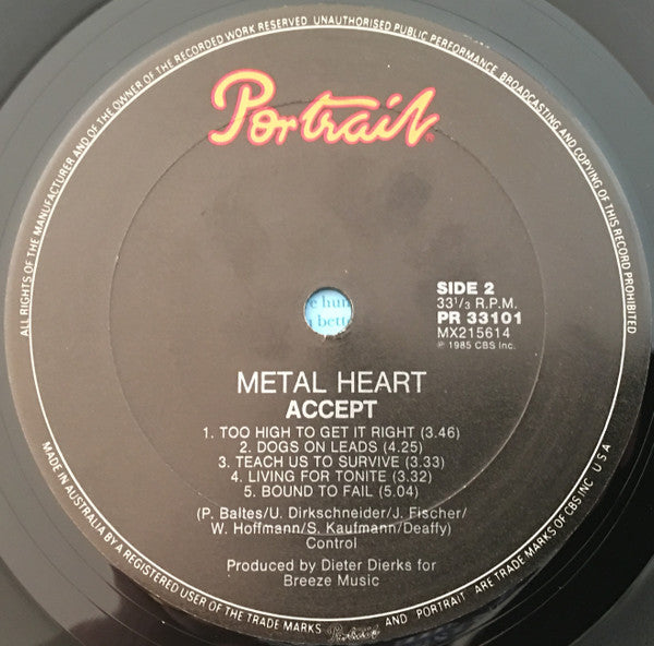 Accept – Metal Heart LP vinyl record, image 6 of 6