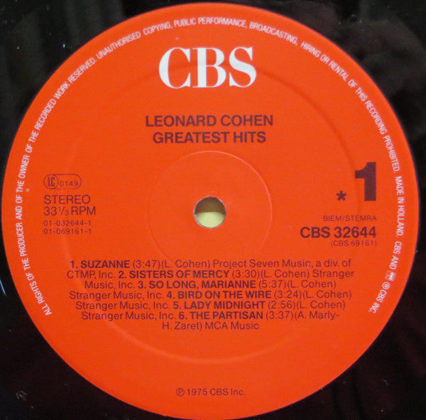 Leonard Cohen – Greatest Hits LP vinyl record, image 3 of 10