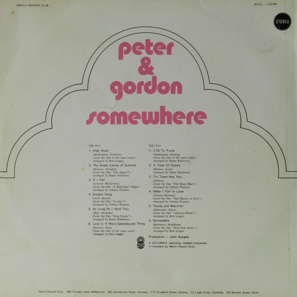 Peter & Gordon – Somewhere LP vinyl record, image 2 of 4