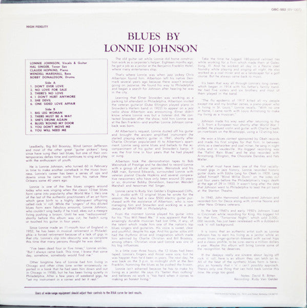 Lonnie Johnson – Blues By Lonnie Johnson LP vinyl record, image 2 of 5