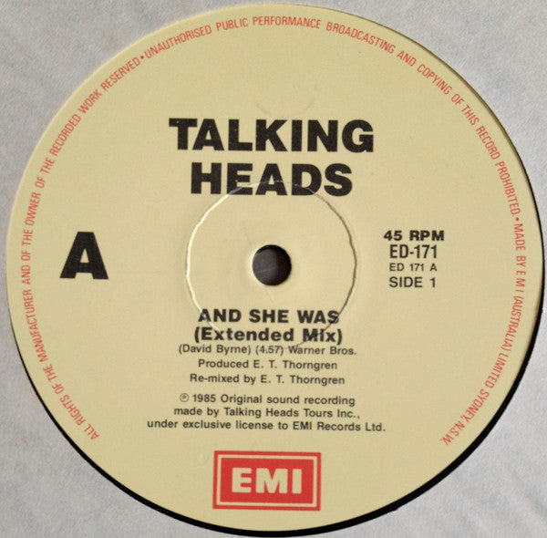 Talking Heads – And She Was 12" vinyl record, image 3 of 4