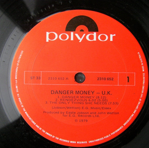 UK – Danger Money LP vinyl record, image 7 of 8
