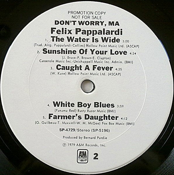 Felix Pappalardi – Don't Worry, Ma LP vinyl record, image 4 of 4