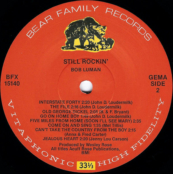 Bob Luman – Still Rockin' LP vinyl record, image 4 of 4