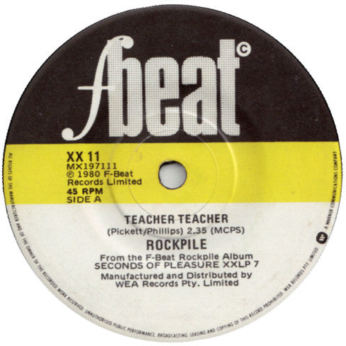 Rockpile – Teacher Teacher 7" vinyl record