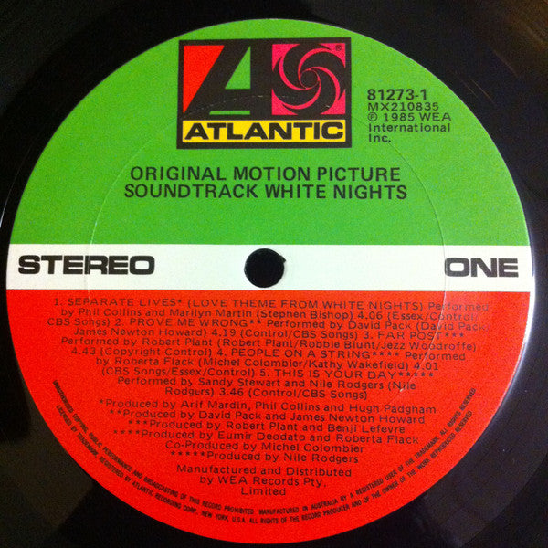Various – White Nights: Original Motion Picture Soundtrack LP vinyl record, image 3 of 3