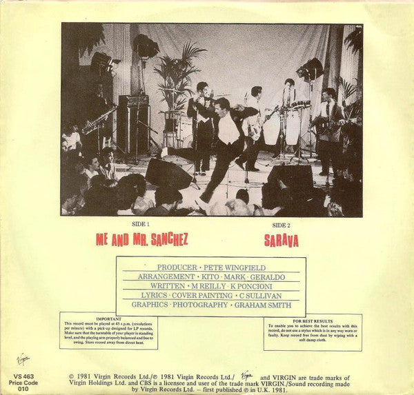 Blue Rondo À La Turk – Me And Mr. Sanchez 7" vinyl record, image 2 of 4