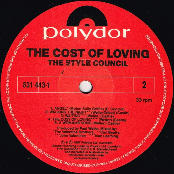 The Style Council – The Cost Of Loving LP vinyl record, image 4 of 6