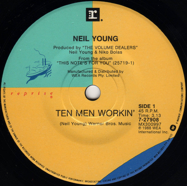 Neil Young, The Bluenotes – Ten Men Workin' 7" vinyl record, image 3 of 4