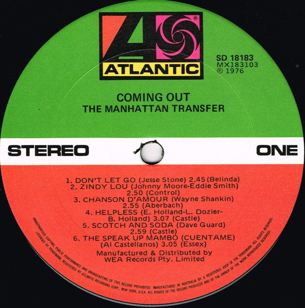 The Manhattan Transfer – Coming Out LP vinyl record, image 3 of 6