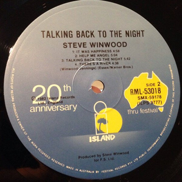 Steve Winwood – Talking Back To The Night LP vinyl record, image 7 of 7