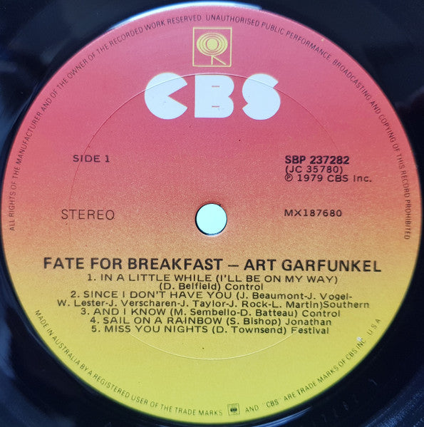 Art Garfunkel – Fate For Breakfast LP vinyl record, image 9 of 10