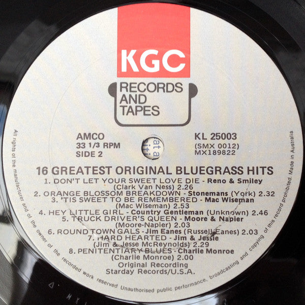 Various – 16 Greatest Original Bluegrass Hits LP vinyl record, image 4 of 4