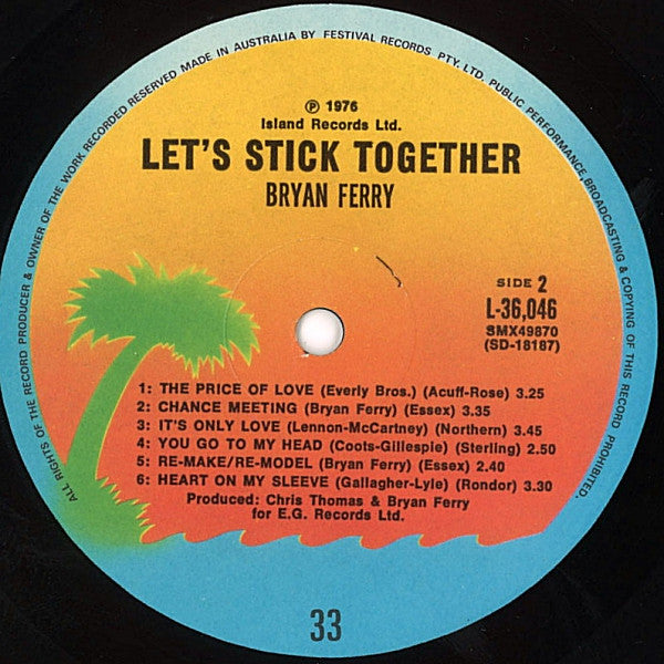 Bryan Ferry – Let's Stick Together LP vinyl record, image 4 of 4