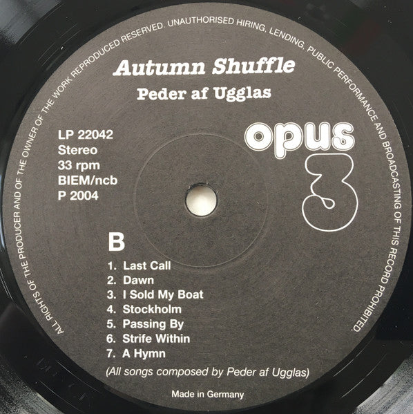 Peder Af Ugglas – Autumn Shuffle LP vinyl record, image 4 of 4