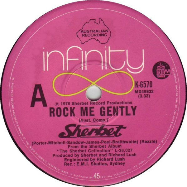 Sherbet – You've Got The Gun (1976 Version) / Rock Me Gently 7" vinyl record, image 2 of 2