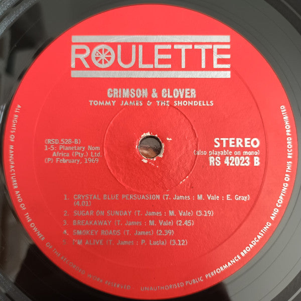 Tommy James & The Shondells – Crimson & Clover LP vinyl record, image 3 of 4